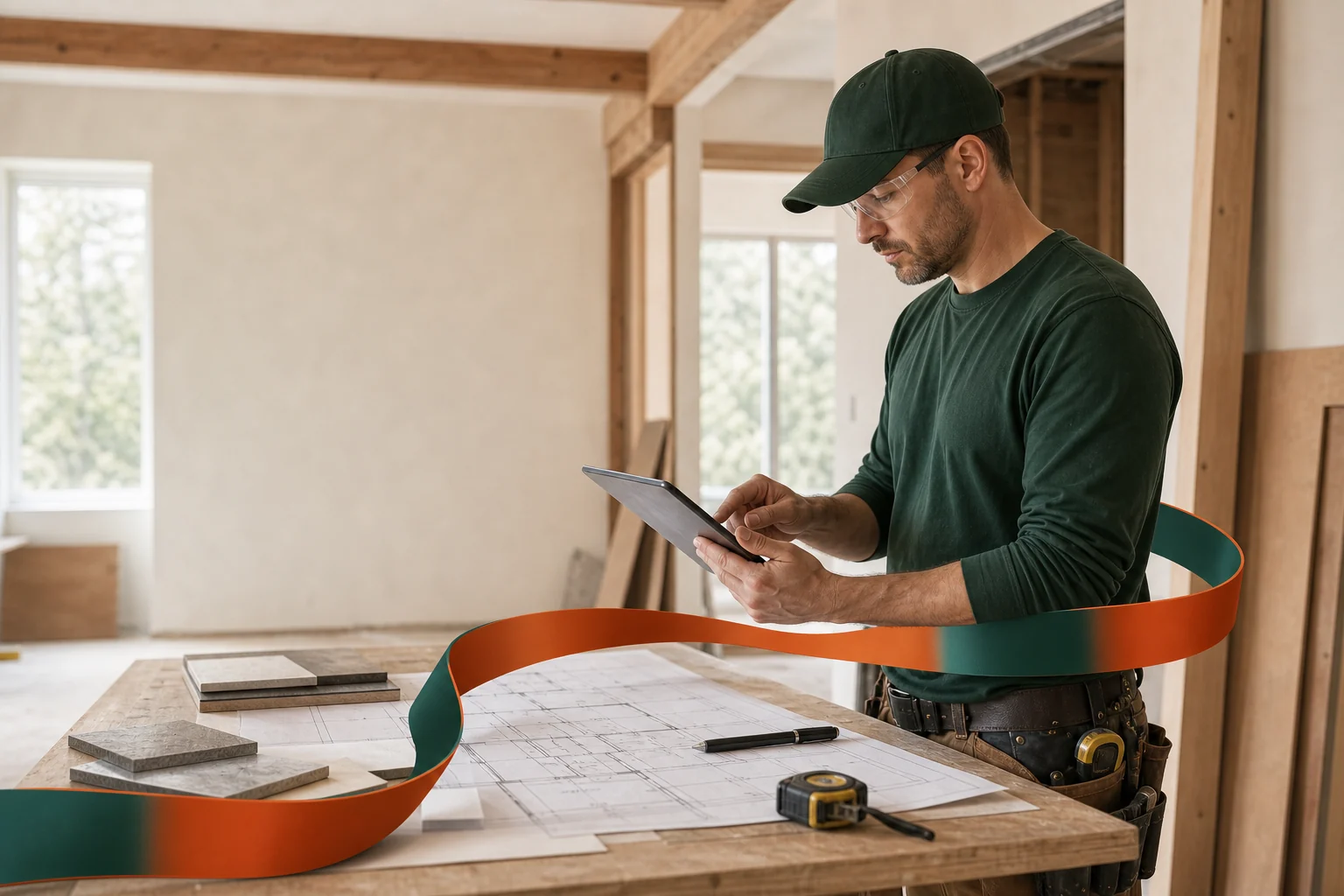 A contractor coordinating an active project from a job site